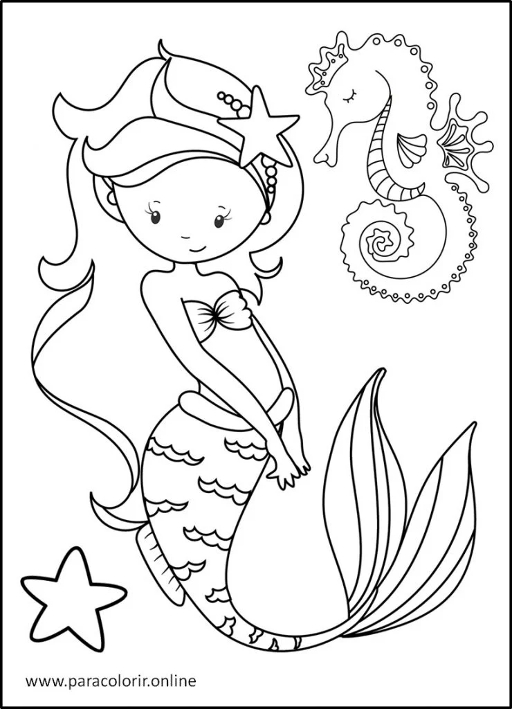 Desenho de Sereia Para Colorir Para Colorir